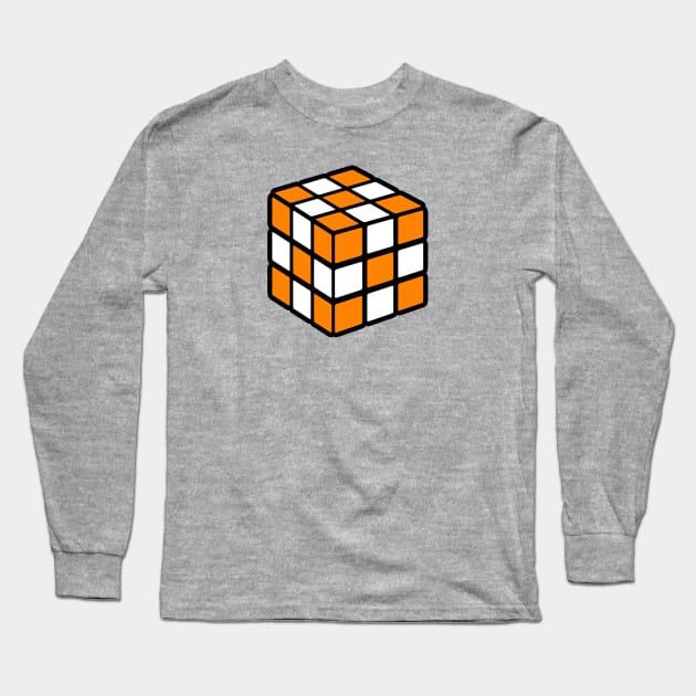 Orange And White Rubik's - Checkerboard Long Sleeve T-Shirt by BigOrangeShirtShop